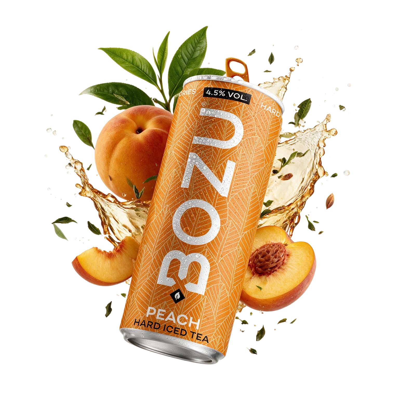 BOZU ice tea peach, blikje met perziksmaak