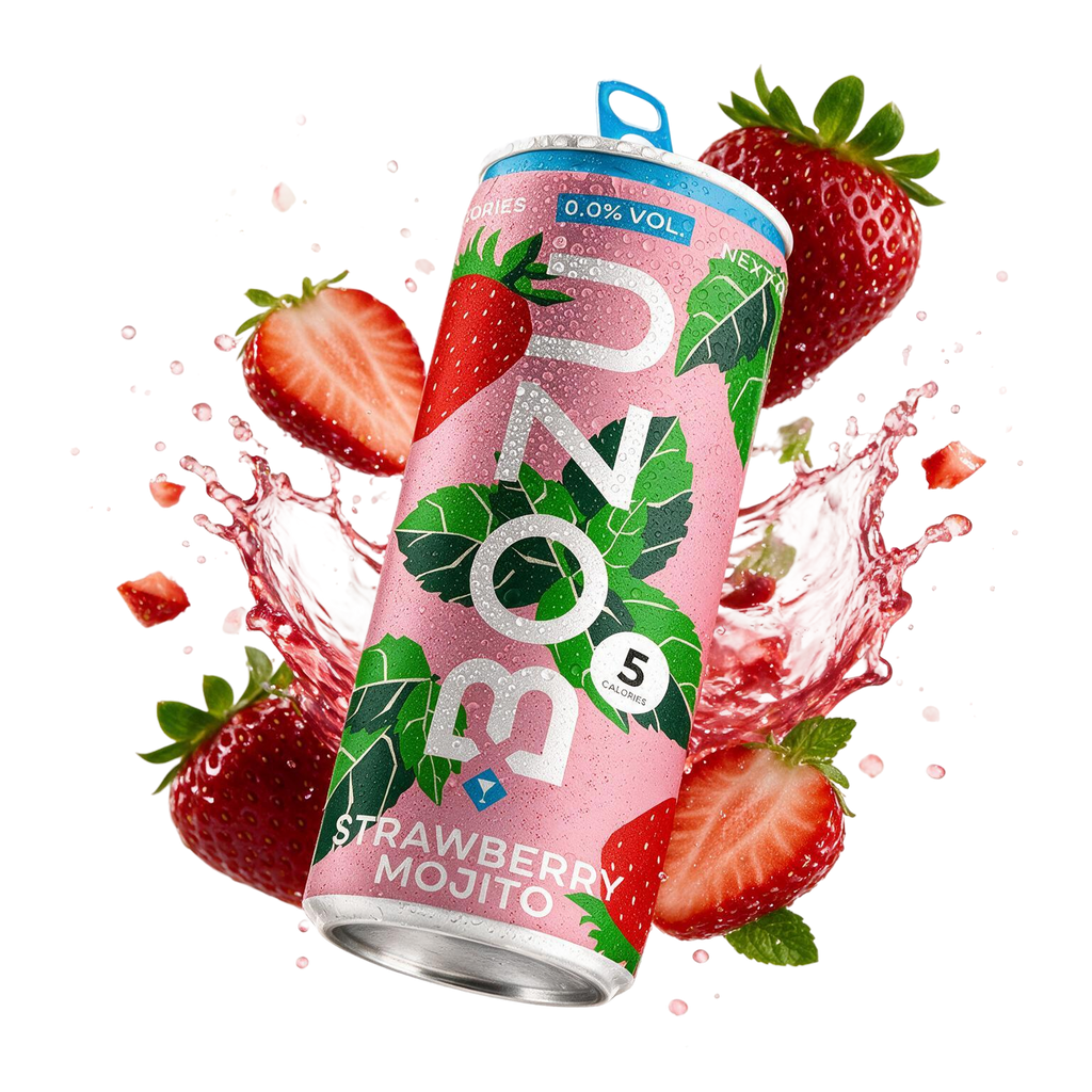 BOZU strawberry mojito alcoholvrij, blikje van 250 ml