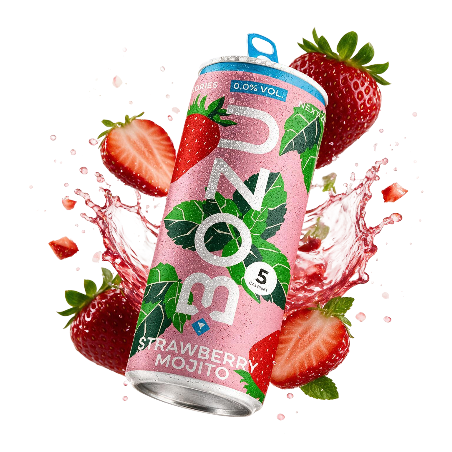 BOZU strawberry mojito alcoholvrij, blikje van 250 ml