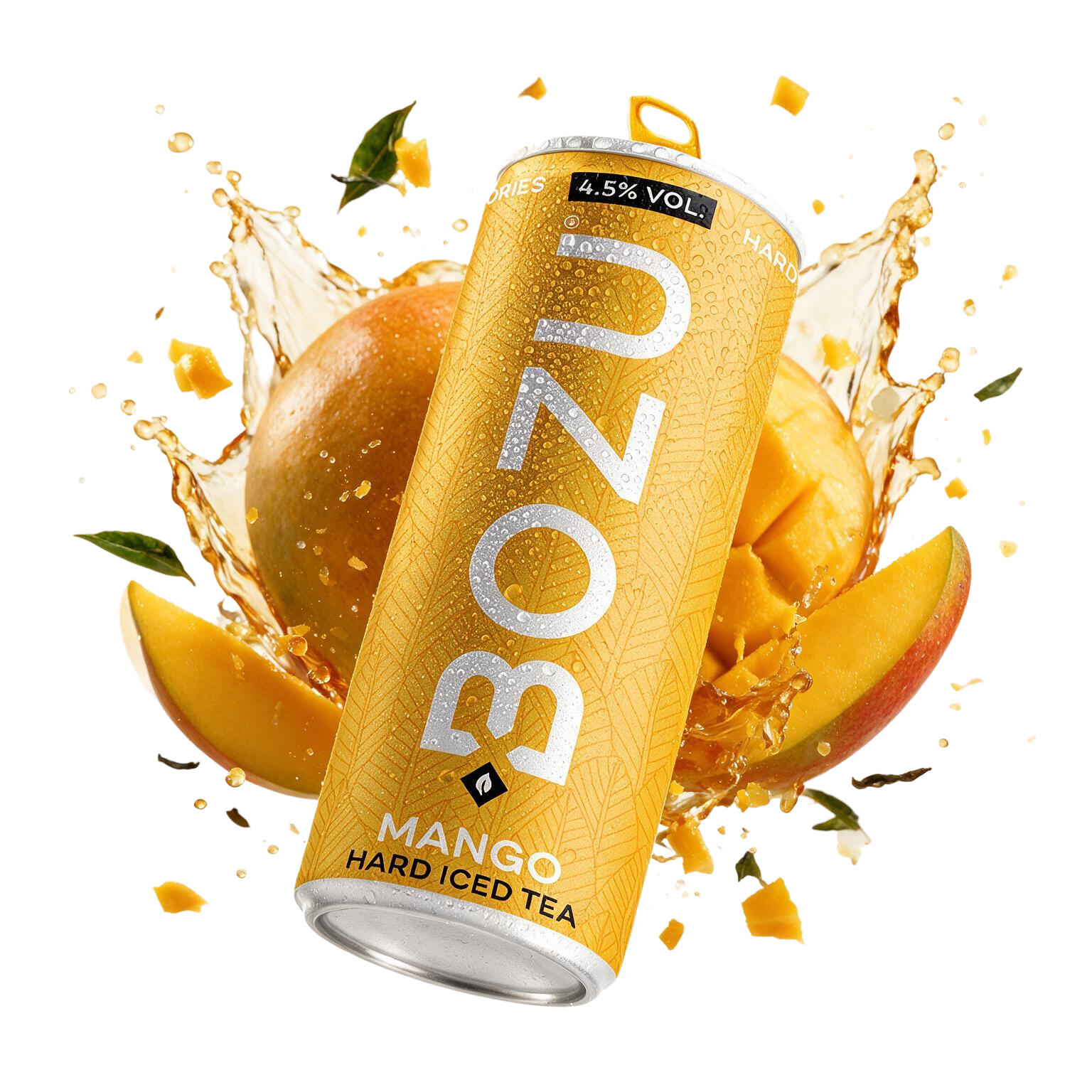 BOZU ice tea mango, blikje met mangosmaak